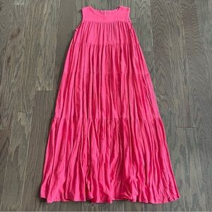 Adeptt Handmade Pink Maxi Dress Ruffled Tiers